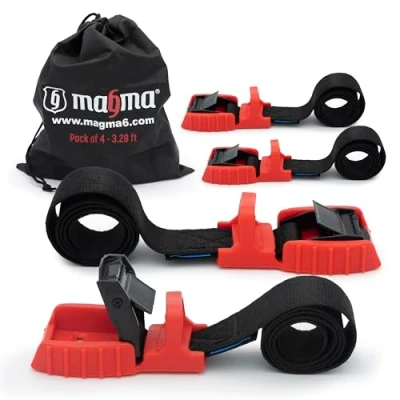 Image de MAGMA 4 Cambuckle Sangle Réglable de Fixation Courroie Support Charge Toit pour Porteur Vélo, Planche Surf, Moto, Voiture, Kayak Ceinture Outils Boucle Porte Bagage Rouge 1m