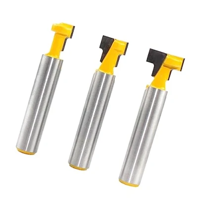 Image de 3Pièces Fraise En Rainure, Defonceuse 8mm Rainure T, à T Queue, Routeur Professionnels Outils De Coupe Du Bois Pour Électriques Outil Menuiserie