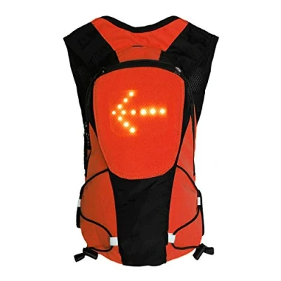 Image de LEDWARNING Sac à Dos 5L 48 LEDs Clignotant réfléchissant avec Signalisation de Direction pour Vélo et Trottinette. Télécommande USB Rechargeable. Vendeur Stock en France (Orange)