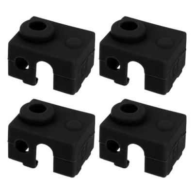 Image de the Lord of Tools 4pcs Chaussettes en Silicone pour Bloc Chauffant d&#039;imprimante 3D Chaussette Hotend Compatible avec Prusa MK3 MK3S E3D V6 PT100 Noir