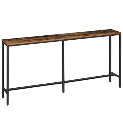 Image de MAHANCRIS Table de Console 180cm, Canapé étroite, d&#039;Entrée, Industrielle, d’Appoint, Convient pour Couloir, Facile à Assembler, Marron Rustique ACTHR18001Z