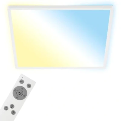Image de BRILONER plafonnier LED plat Smart Home, fonctionne avec Alexa, télécommande, lampe LED, de salon, panneau chambre, couloir, 42x42x2,5 cm, blanc
