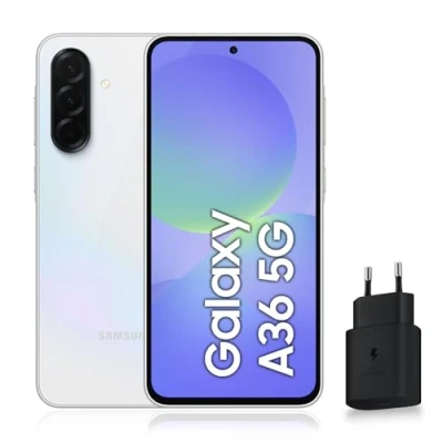 Image de Samsung Galaxy A36 5G, Smartphone Android, 128 Go, Chargeur Secteur Rapide 25W Inclus, déverrouillé, Blanc, Version FR