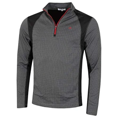 Image de Calvin Klein Herren Micro Grid Half Zip Mittlere Schicht Schiefer/Rot L.