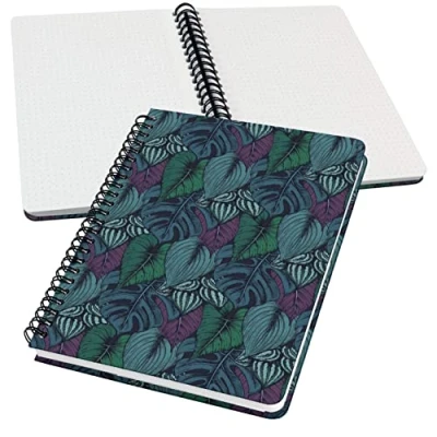 Image de SIGEL JN612 Jolie Carnet de notes à spirale, Jungle Dreams, pointillés (réglure dot), 100 g/m², 16,2 x 21,5 cm, couverture rigide, 120 pages, pourpre, turquoise, vert