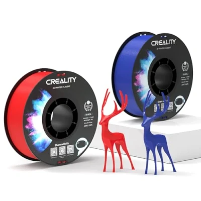 Image de Creality filament PETG officiel rouge + bleu, pour imprimante 3D, 1,75 mm, 2 kg, sans nœuds, forte adhérence et performance de surplomb, précision dimensionnelle +/ 0,03 mm