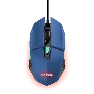 Image de Trust Gaming GXT 109B Felox Souris Gamer avec 6 Boutons Programmables, Éclairage LED Multicolore, 200 6400 DPI, Câble USB 150 cm, Filaire pour PC, Ordinateur Portable Bleu