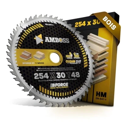 Image de AMBOSS WERKZEUGE® Lame de scie circulaire HM 254 x 30 mm Z48 Dents alternées pour batterie bois Allround. compatible avec Bosch GTS 10. PTS 100 T.GTS 254,