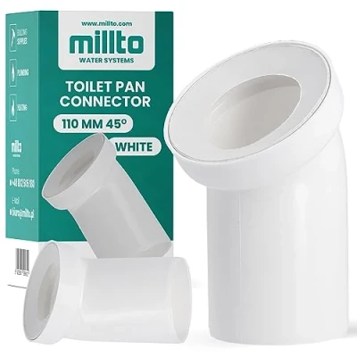 Image de Millto™ Coude de raccordement WC 110 mm 45º Raccord sol En polypropylène Systèmes drainage pour toilettes Blanc