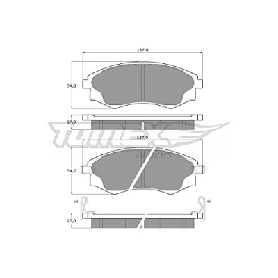 Image de TOMEX brakes TX 11 07 Jeu de plaquettes frein Essieu avant avec indicateur d&#039;usure HYUNDAI: Matrix, COUPE, Elantra III 5 portes