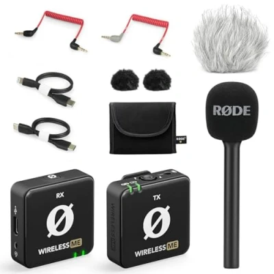 Image de Système de microphone sans fil ME Rode + adaptateur manuel Interview GO protection contre le vent Keepdrum