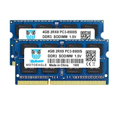 Image de motoeagle PC3 8500 4Go DDR3 1066MHz Sodimm 2RX8 1066 MHz 8500S 8Go Kit (2x4Go) 1.5V CL7 Non ECC Mémoire RAM pour Ordinateur Portable Compatible with Intel Mac