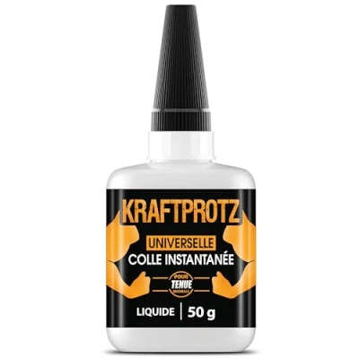 Image de ARKA KRAFTPROTZ liquide 50 g Superglue Extra forte et universelle Colle les métaux, le plastique, la pierre, bois, verre, tissus, cuir, caoutchouc, etc.