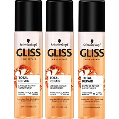 Image de &#039;3 x Gliss Kur Express Repair chasse &quot;Total pour cheveux secs, abîmés 200 ml