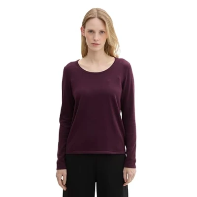 Image de TOM Tailor Basic Rollkragen Pullover, Femme, Taille: Large, Blackberry