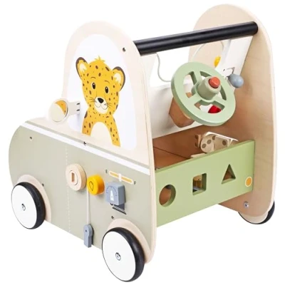 Image de Jouet à Pousser Éducatif Véhicule en Bois 10 Activités 12 Mois Multicolore