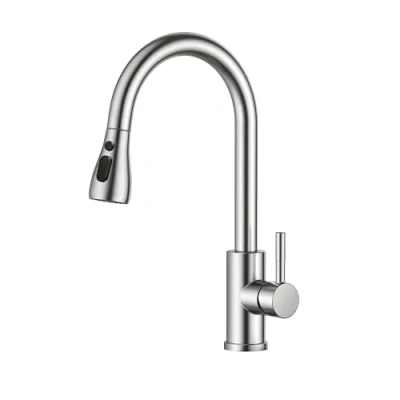 Image de FORIOUS Robinet Cuisine, Mitigeur Cuisine Douchette Evier Pivotant à 360 d&#039;Évier Arc Élevé Pulvérisateur Escamotable 2 Modes, Acier Inoxydable