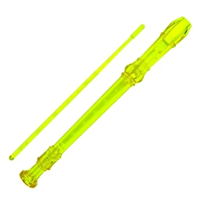 Image de A Star Soprano/Descant School Recorder Instrument, Doigté anglais/baroque Clé de C avec tableau d&#039;apprentissage, sac, tige nettoyage Vert