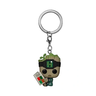 Image de Funko Pop ! Porte clés: Marvel Je suis Groot, Groot en combinaison avec livre