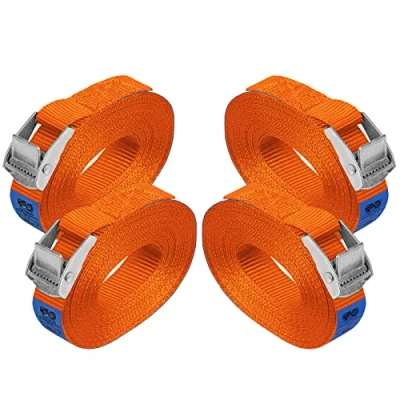 Image de Sangle à Griffe d&#039;arrimage de Fixation Charge maximale 250 kg DIN en 12195 2, 4 pièces 2.5 cm x 6 m