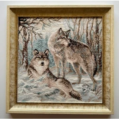 Image de RIOLIS Kit Point de Croix Motif Loups Multicolore