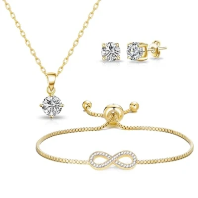 Image de Philip Jones Ensemble d&#039;amitié Infinity plaqué or créé avec des cristaux Zircondia®