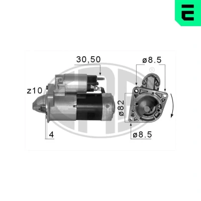 Image de ERA 220580A Démarreur 12 1,7 10 OPEL: Zafira B, Astra H 3/5 portes, GTC, SAAB: 9 3 Berline, 5 Break, VAUXHALL: Mk5
