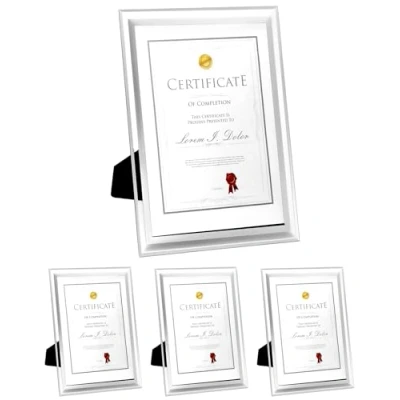 Image de QWORK® 4PCS Cadres Photo Cadre Diplome Format A4 Verre Transparent pour Pésentoir de Table ou Mural (21x29.7cm)
