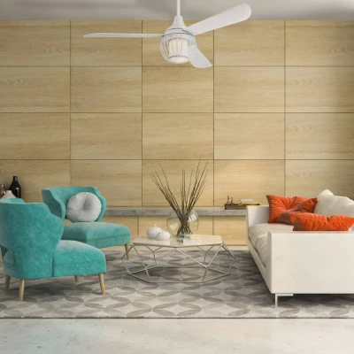 Image de 72207 Ventilateur de plafond d’intérieur Graham 132 cm , kit d‘éclairage LED à variateur avec abat jour cage et verre opale dépoli, télécommande incluse ,, blanc