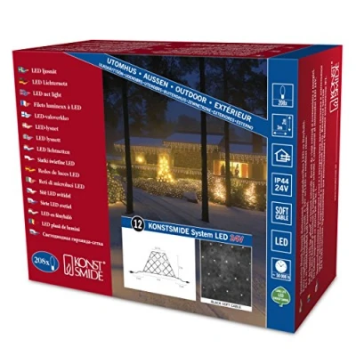 Image de Konstsmide 4683 117 Système de Rallonge pour Filet Lumineux 104 LEDs Etanche Blanc Chaud Câble Noir Doux