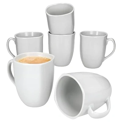 Image de MamboCat Lotta Lot de 6 tasses à café, 300 ml, en porcelaine blanche, avec anse, pour personnes, boissons chaudes, thé, cacao, cappuccino, latte macchiato, etc. Vaisselle chic
