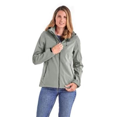 Image de killtec Femmes Veste softshell/veste d&#039;extérieur avec capuche amovible Damen Softshelljacke, olive, 40, 41113 000