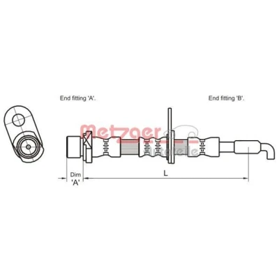 Image de METZGER 4110029 Flexible De Frein 588 F10x1 TOYOTA: Corolla IX 3/5 portes, Verso, Avensis II 5 portes