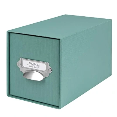 Image de Rössler Papier 1327452380 S.O.H.O boîte à CD tiroirs, opale, 143 x 158 261 mm, de rangement pour env. 47 CD, avec étiquette insérer et poignée