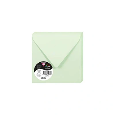 Image de Clairefontaine 5478C Paquet de 20 Enveloppes Gommées Format Carré 14x14cm 120g/m² Coloris Vert Invitation Evènements et Correspondance Gamme Pollen Papier Premium Lisse