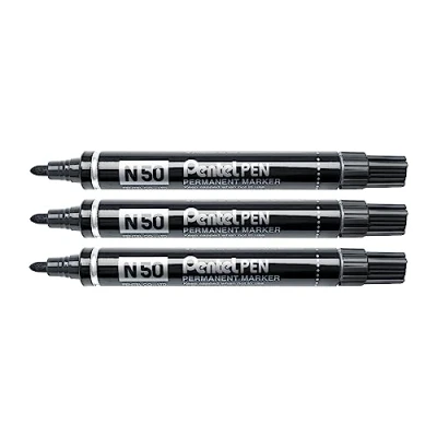 Image de Pentel N50 marqueur permanent pointe conique noir 3 pcs