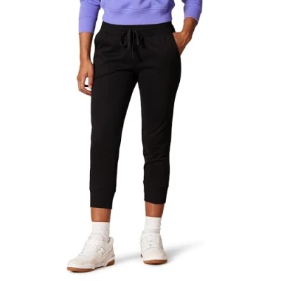 Image de Amazon Essentials Pantacourt de Jogging en Polaire (Disponible Grande Taille) Femme, Noir, M