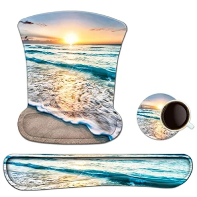 Image de Newplenty Tapis de Souris Ergonomique Repose Poignet Gel,Repose Clavier Mousse à Mémoire,sous verres,Ensemble protège poignets 3 en 1 (5361)