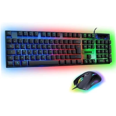 Image de AKUMA Pack Gaming Sentai C02 Clavier + Souris Filaire Rétroéclairé, AZERTY Français, 3600 DPI pour PC PS4 PS5 Noir Plug &amp; Play