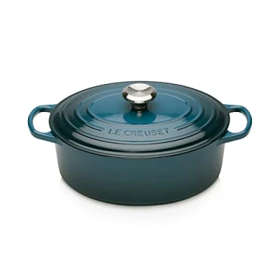 Image de Le Creuset Cocotte en Fonte Émaillée Signature avec Couvercle, 27 cm, Ovale, 4,1 L, 4,425 kg, Deep Teal, 21178276422430