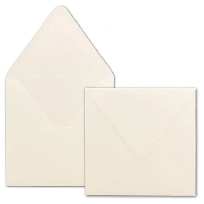 Image de Lot de 100 enveloppes carrées crème 14,5 x cm Fermeture humide avec rabat pointu 120 g/m² Marque : NEUSER PAPIER