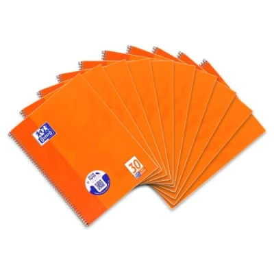 Image de Oxford 100050359 Lot de 10 blocs notes à pages blanches en papier Optik Paper 90 g/m² 80 Orange Format A4