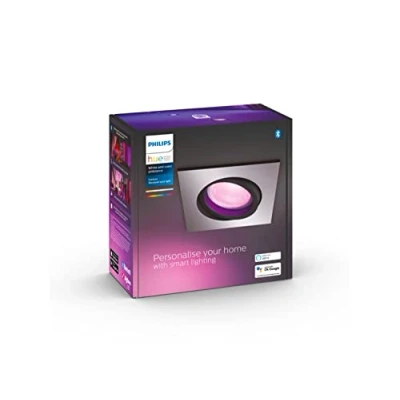 Image de Philips Hue White &amp; Color Ambiance Spot Centura encastré carré Aluminium, Compatible Bluetooth, fonctionne avec Alexa, Google Assistant et Apple Homekit