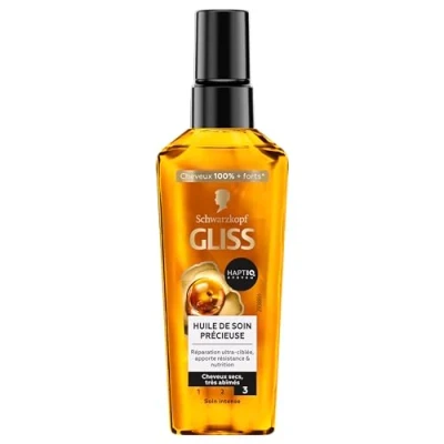 Image de Schwarzkopf GLISS Huile de Soin Précieuse Reparation ultra ciblée Apporte Résistance &amp; Nutrition Haptiq System Cheveux Secs Très Abîmés 100% Plus Forts Intense 75ml