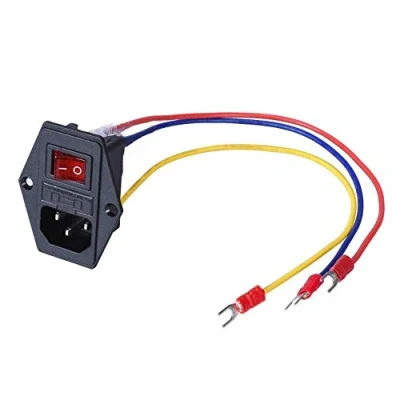 Image de 3Dman 15A 250V Rocker Switch On/Off Power Socket Inlet Module Plug 10A Fuse with 3Pcs 18 AWG Wiring 3 Pin IEC320 C14