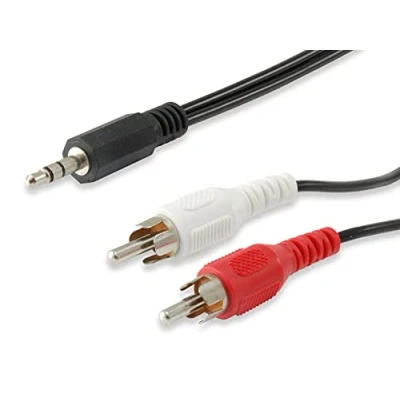 Image de Equip 3.5mm 2x RCA 2.5m, 3,5mm, Mâle, 2 x RCA, 2,5 m, Noir