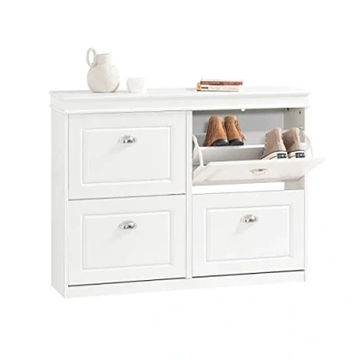 Image de SoBuy Meuble Chaussure, Rangement d&#039;Entrée, de à Chaussures Armoire, Commode avec 4 abattants, Coffre Rangement, L105xP24xH83 cm, Blanc, FSR79 W