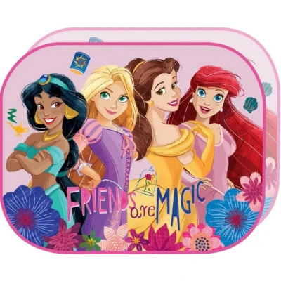 Image de Disney Paire de Rideaux latéraux Pare Soleil Auto Princesses Filles 44 x 35 cm avec Graphiques Jasmine Rapunzel Belle Ariel sur Fond Rose