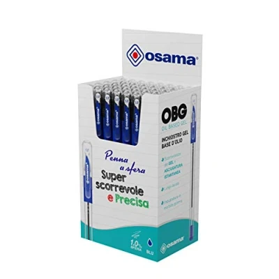 Image de Osama Stylo Bille avec Encre OBG, Set 48 Unités, Pointe Fine 0.1 mm à Capuchon Stylos pour Papeterie et Fourniture Scolaire, Bureau Université Gel Trait Fluide Précis, Bleu