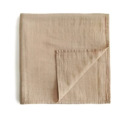 Image de Mushie lange d&#039;emmaillotage pale taupe